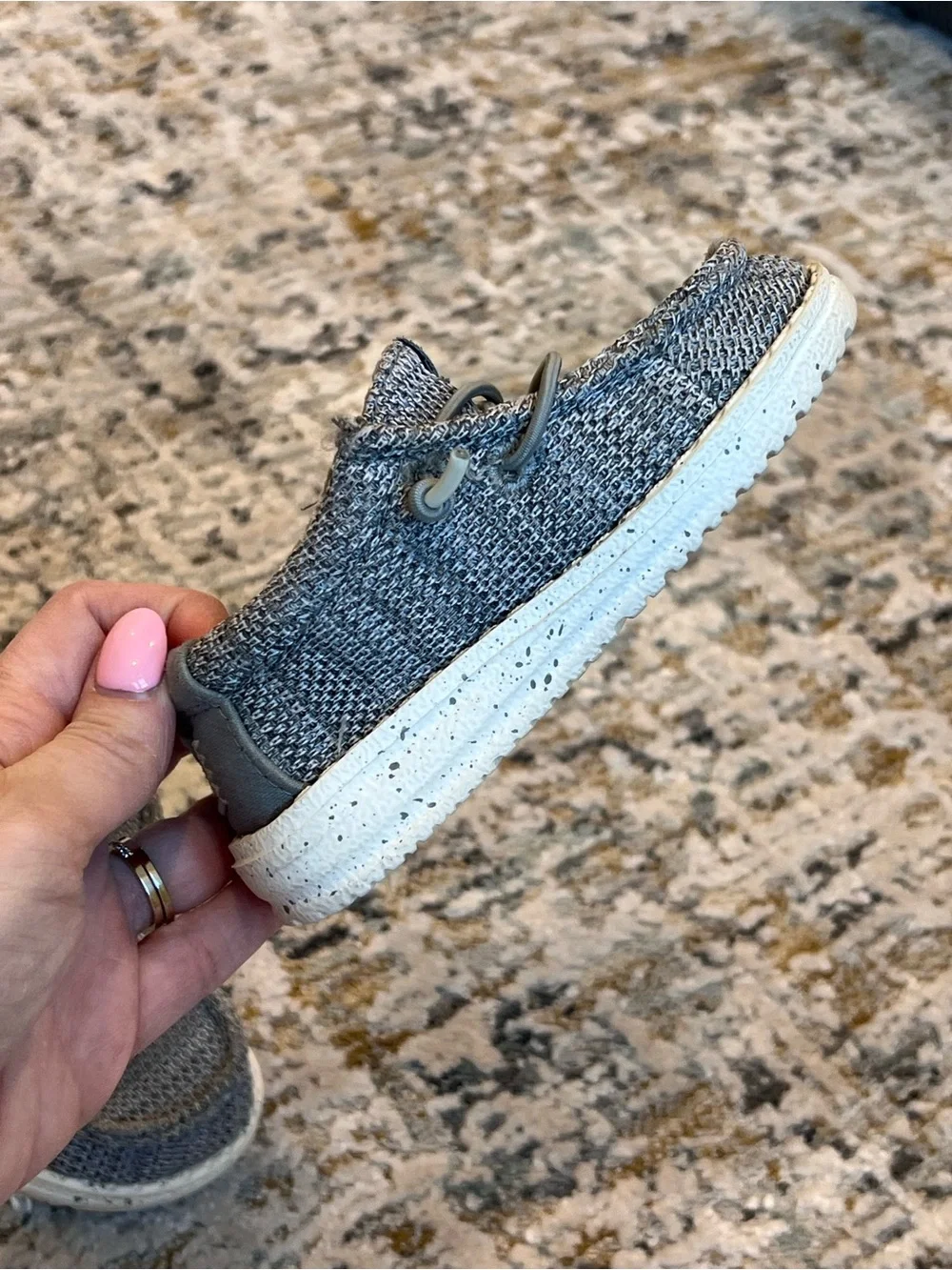 Hey Dude Kids Gray and Blue Knit Slip-On Sneakers